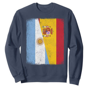 Spain Argentina Half Flag Spanish Argentinian Roots Sweatshirt TS11 Navy Print Your Wear