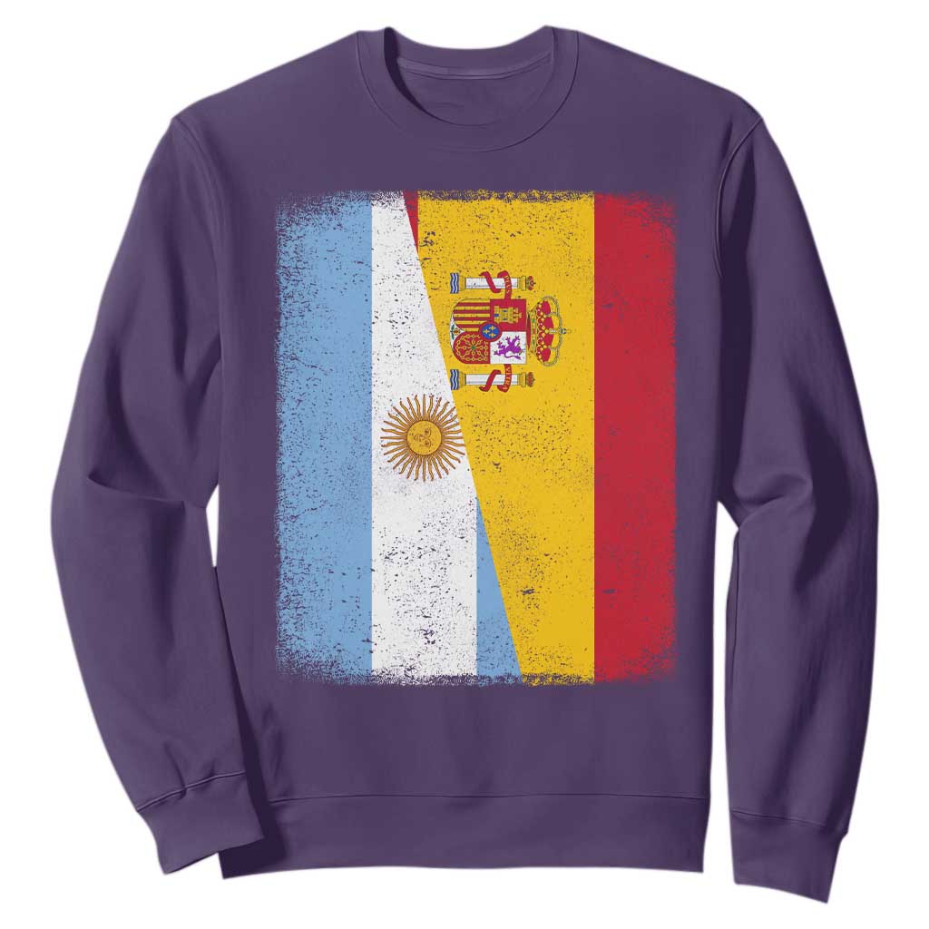 Spain Argentina Half Flag Spanish Argentinian Roots Sweatshirt TS11 Purple Print Your Wear