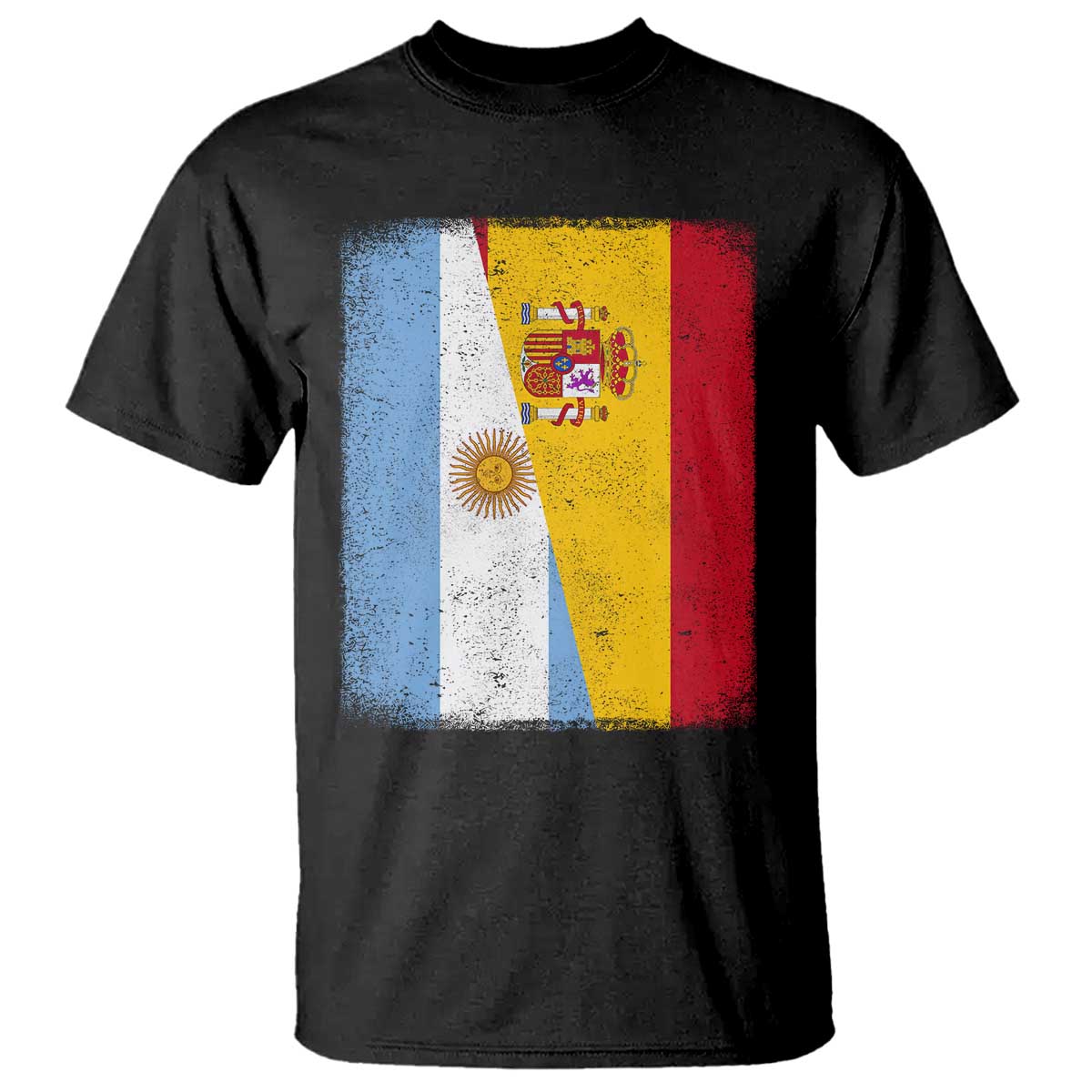 Spain Argentina Half Flag Spanish Argentinian Roots T Shirt TS11 Black Print Your Wear