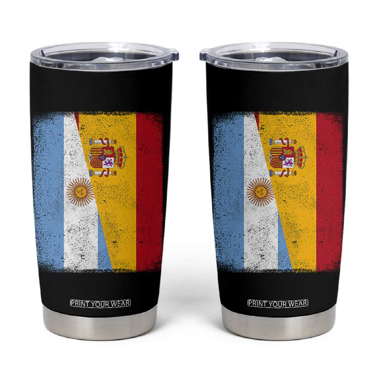 Spain Argentina Half Flag Spanish Argentinian Roots Tumbler Cup TS11 Black Print Your Wear