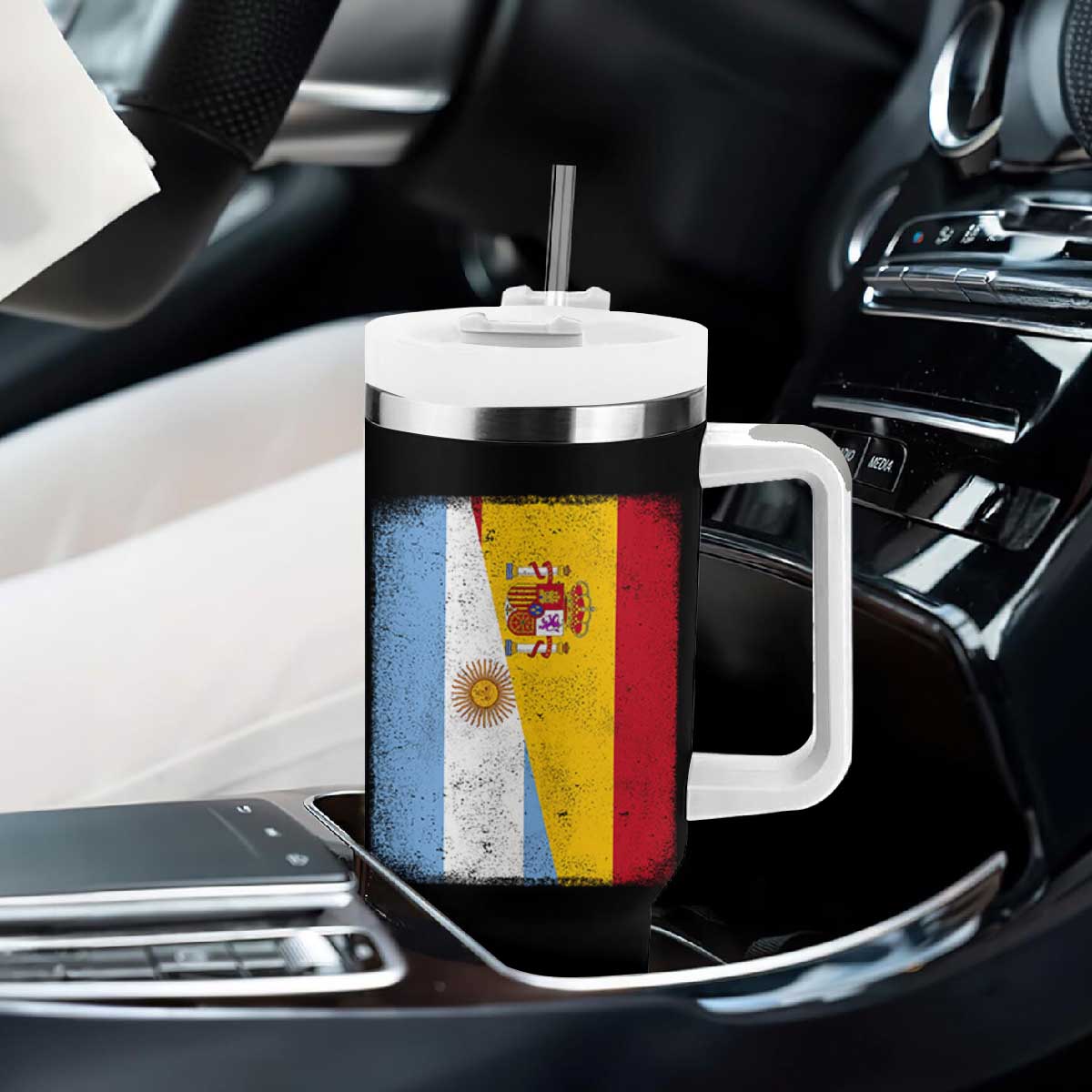Spain Argentina Half Flag Spanish Argentinian Roots Tumbler With Handle TS11 Print Your Wear