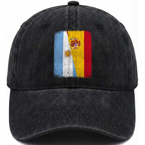 Spain Argentina Half Flag Spanish Argentinian Roots Washed Cotton Baseball Cap TS11 Print Your Wear