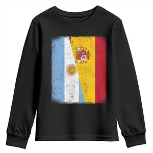 Spain Argentina Half Flag Spanish Argentinian Roots Youth Sweatshirt TS11 Black Print Your Wear