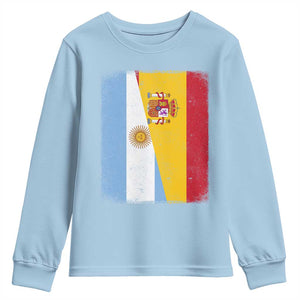 Spain Argentina Half Flag Spanish Argentinian Roots Youth Sweatshirt TS11 Light Blue Print Your Wear