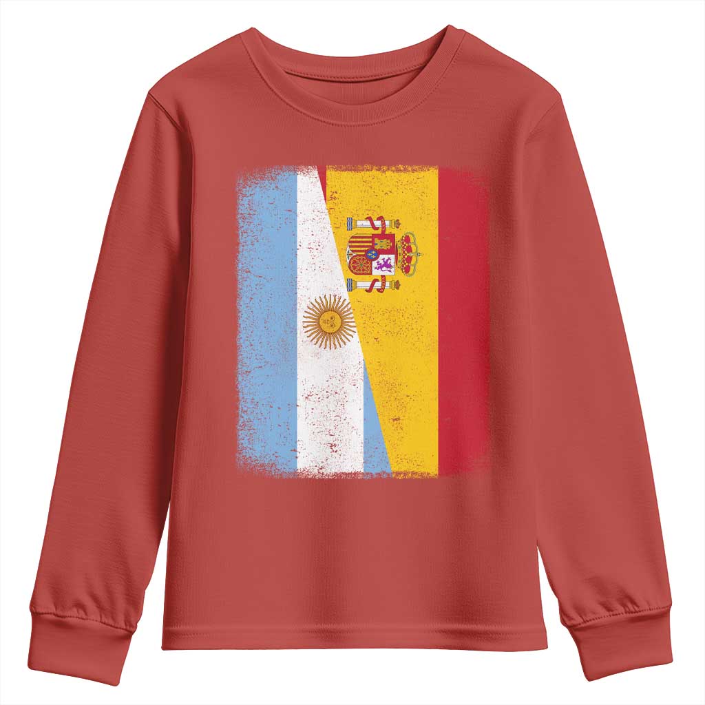 Spain Argentina Half Flag Spanish Argentinian Roots Youth Sweatshirt TS11 Red Print Your Wear