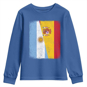 Spain Argentina Half Flag Spanish Argentinian Roots Youth Sweatshirt TS11 Royal Blue Print Your Wear