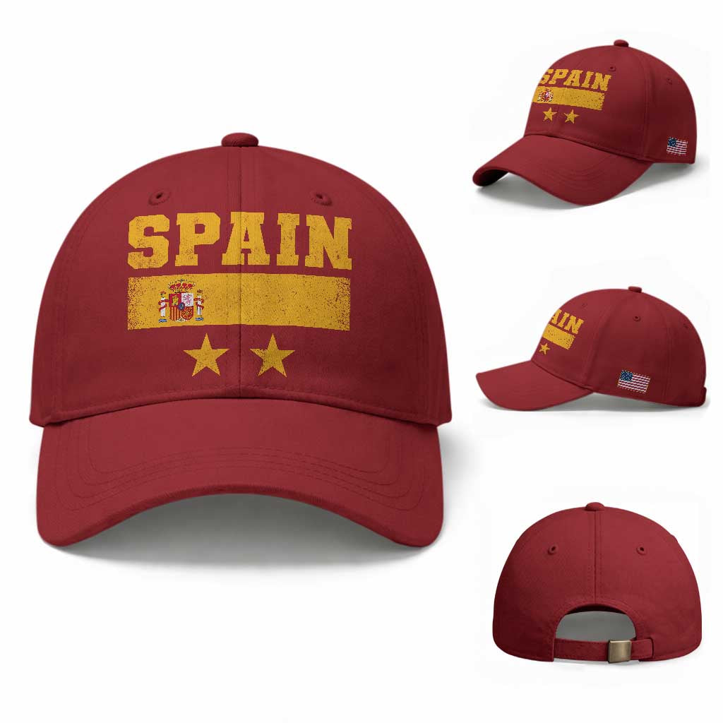 Spain Champions 2026 Second Star Baseball Cap Espana Coat of Arms TS11 Baseball Cap Universal Fit Cherry Red Print Your Wear