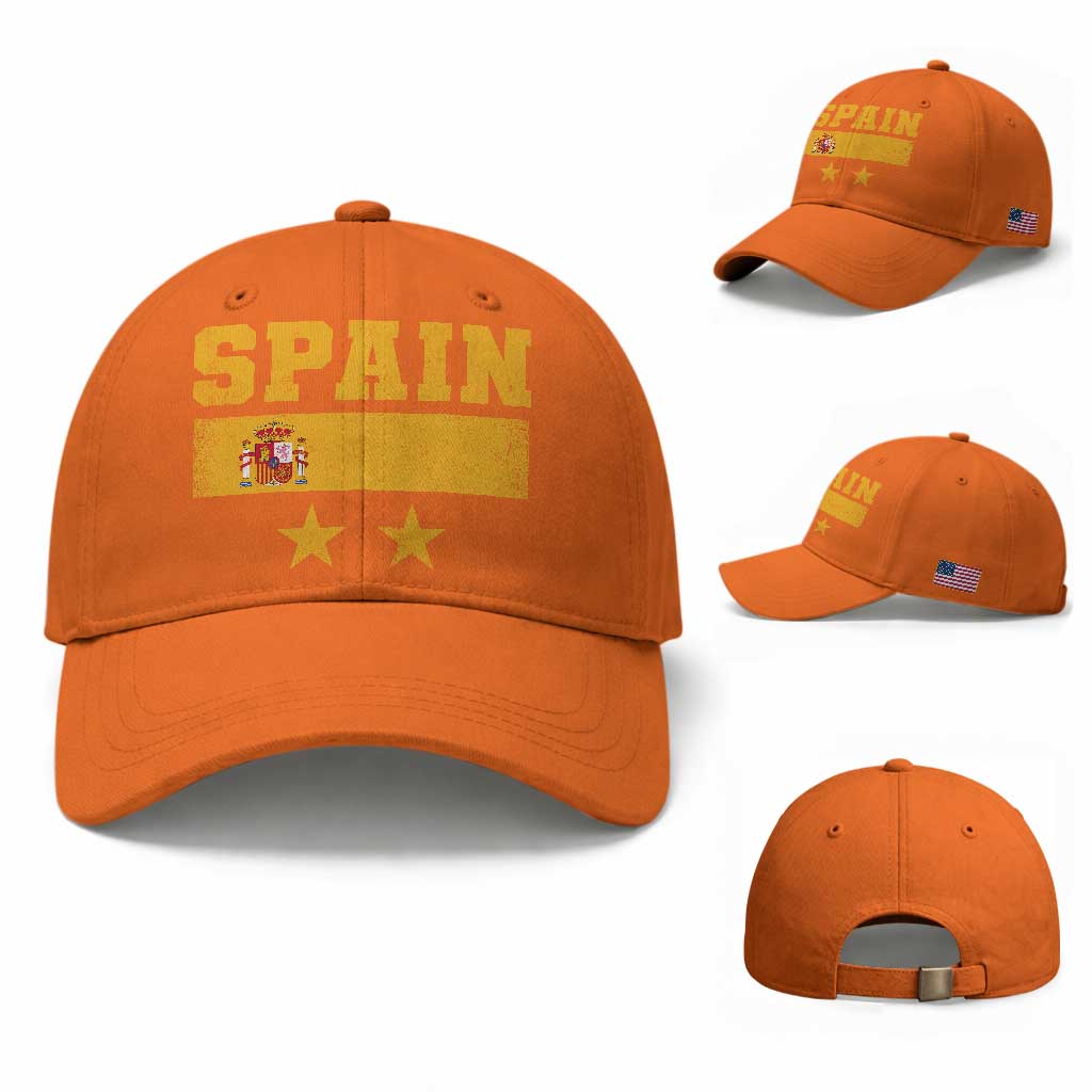 Spain Champions 2026 Second Star Baseball Cap Espana Coat of Arms TS11 Baseball Cap Universal Fit Orange Print Your Wear
