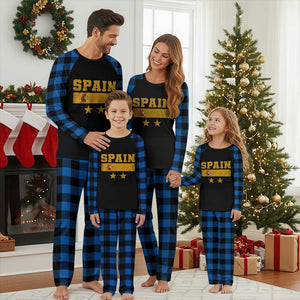 Spain Champions 2026 Second Star Plaid Pajama Set Espana Coat of Arms TS11 Blue Plaid Print Your Wear
