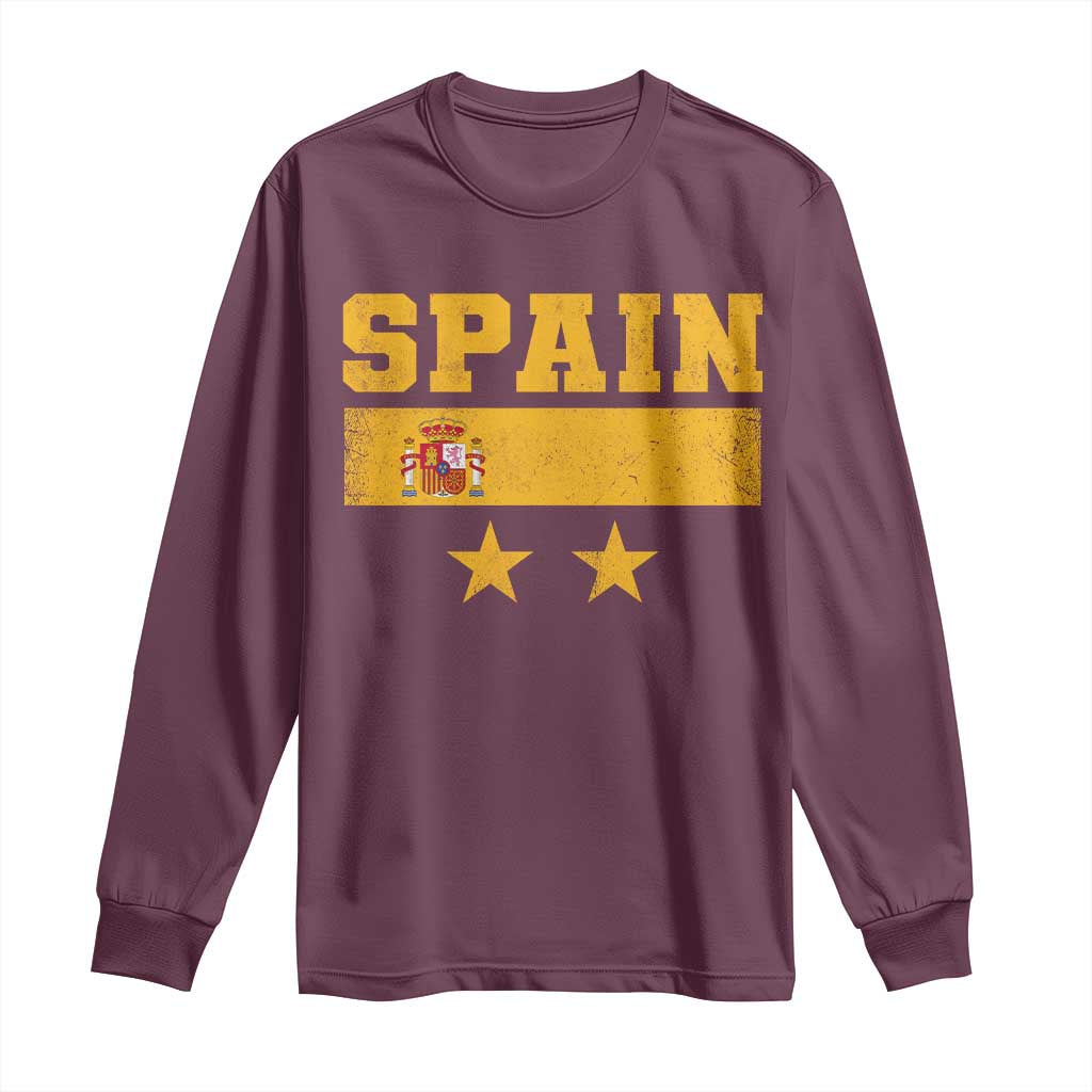 Spain Champions 2026 Second Star Long Sleeve Shirt Espana Coat of Arms TS11 Maroon Print Your Wear