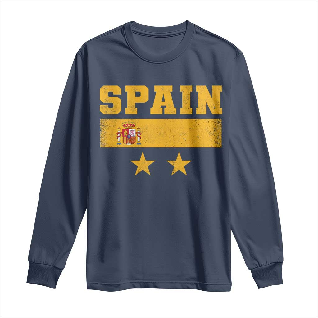 Spain Champions 2026 Second Star Long Sleeve Shirt Espana Coat of Arms TS11 Navy Print Your Wear