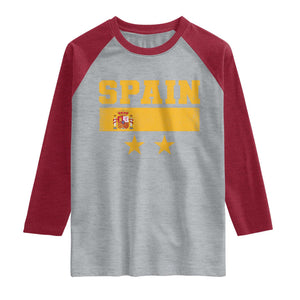 Spain Champions 2026 Second Star Raglan Shirt Espana Coat of Arms TS11 Heather Gray Heather Red Print Your Wear