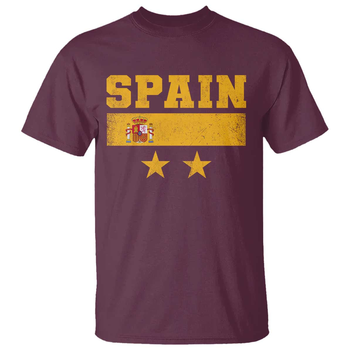 Spain Champions 2026 Second Star T Shirt Espana Coat of Arms TS11 Maroon Print Your Wear