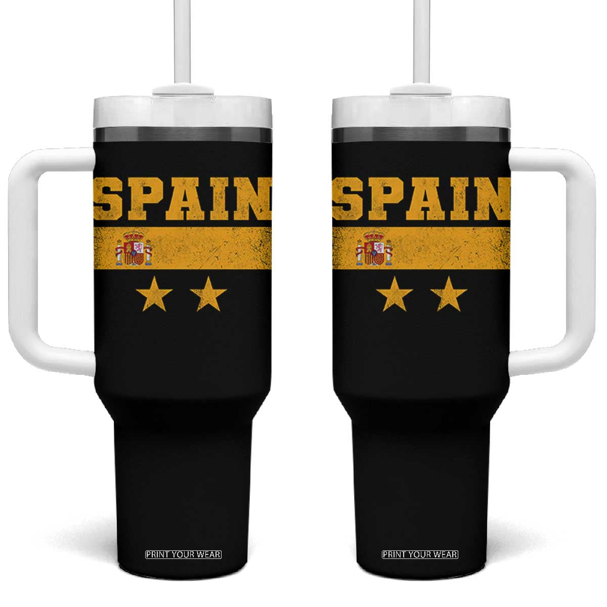 Spain Champions 2026 Second Star Tumbler With Handle Espana Coat of Arms TS11 One Size: 40 oz Black Print Your Wear