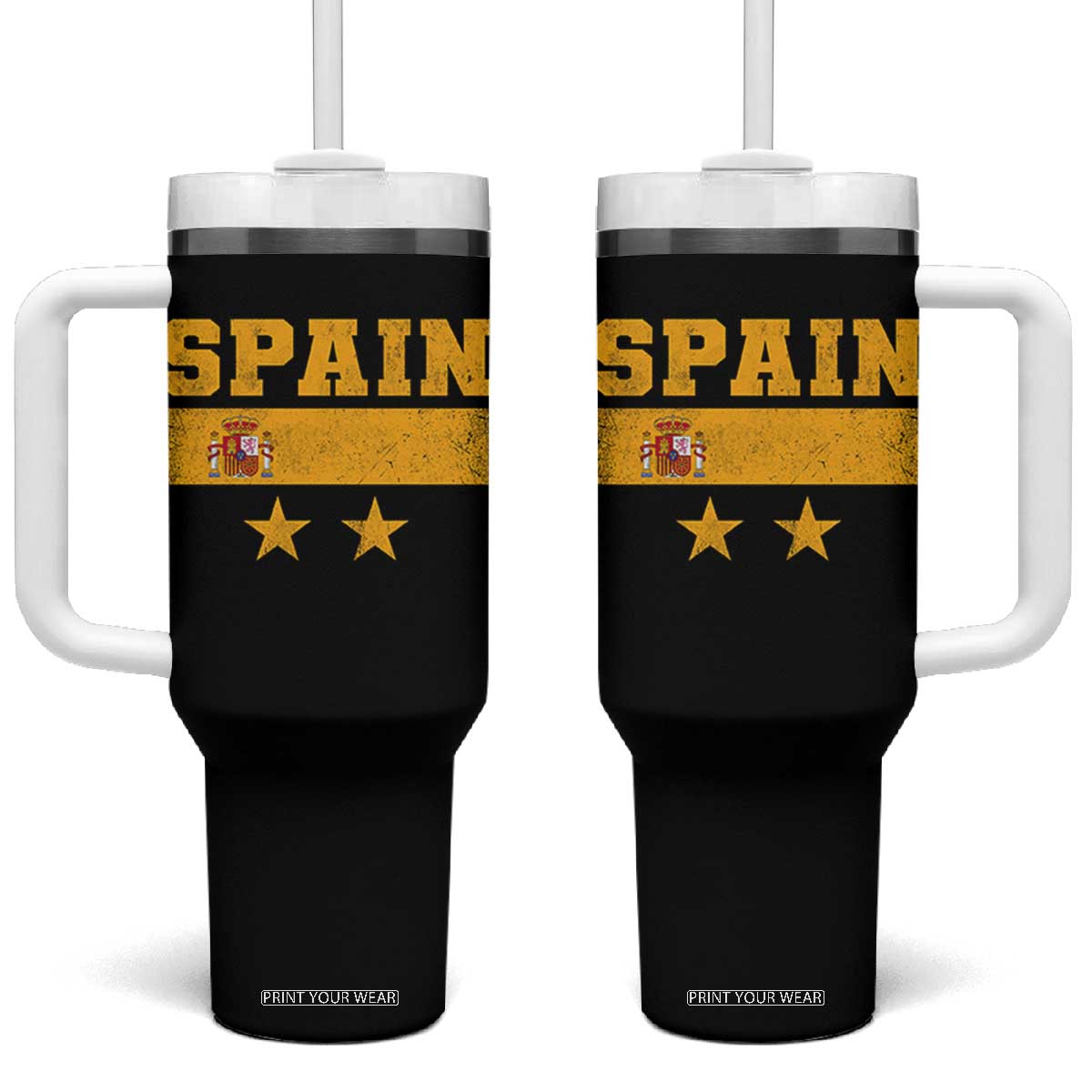Spain Champions 2026 Second Star Tumbler With Handle Espana Coat of Arms TS11 One Size: 40 oz Black Print Your Wear