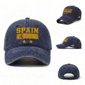 Spain Champions 2026 Second Star Washed Cotton Baseball Cap Espana Coat of Arms TS11 Washed Cap Universal Fit Navy Print Your Wear