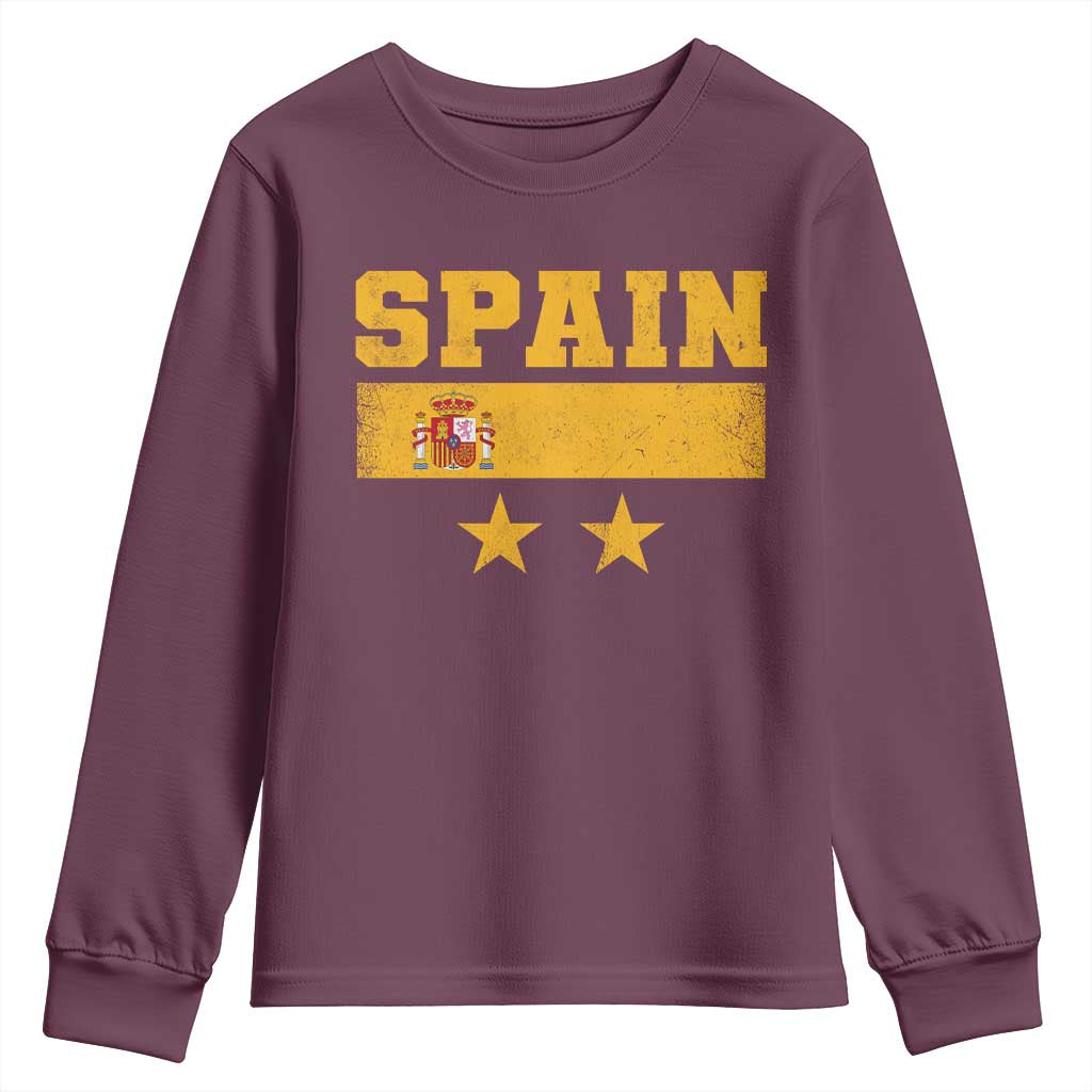 Spain Champions 2026 Second Star Youth Sweatshirt Espana Coat of Arms TS11 Maroon Print Your Wear
