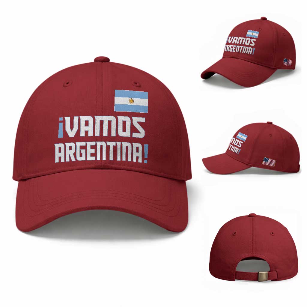 Vamos Argentina Baseball Cap Sol De May Argentinian Flag National Pride TS11 Baseball Cap Universal Fit Cherry Red Print Your Wear
