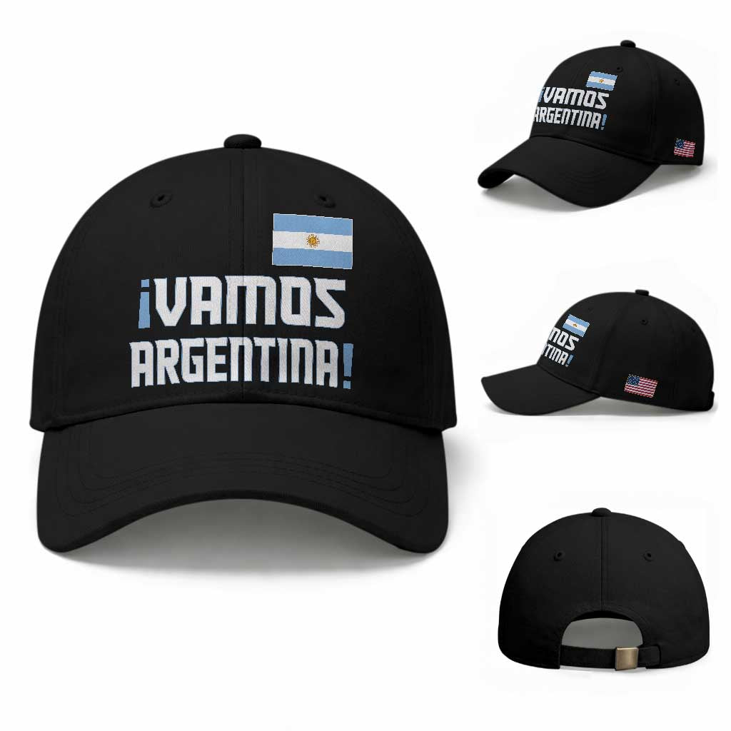 Vamos Argentina Baseball Cap Sol De May Argentinian Flag National Pride TS11 Baseball Cap Universal Fit Black Print Your Wear