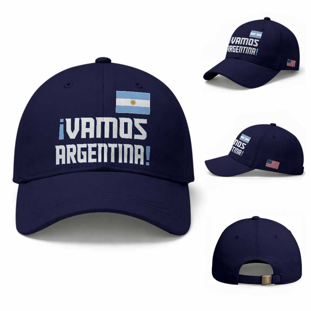Vamos Argentina Baseball Cap Sol De May Argentinian Flag National Pride TS11 Baseball Cap Universal Fit Dark Blue Print Your Wear