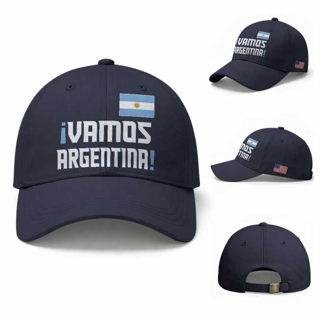 Vamos Argentina Baseball Cap Sol De May Argentinian Flag National Pride TS11 Baseball Cap Universal Fit Navy Print Your Wear