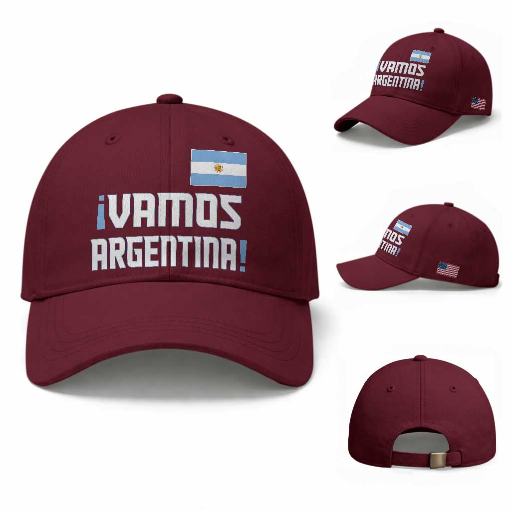 Vamos Argentina Baseball Cap Sol De May Argentinian Flag National Pride TS11 Baseball Cap Universal Fit Maroon Print Your Wear