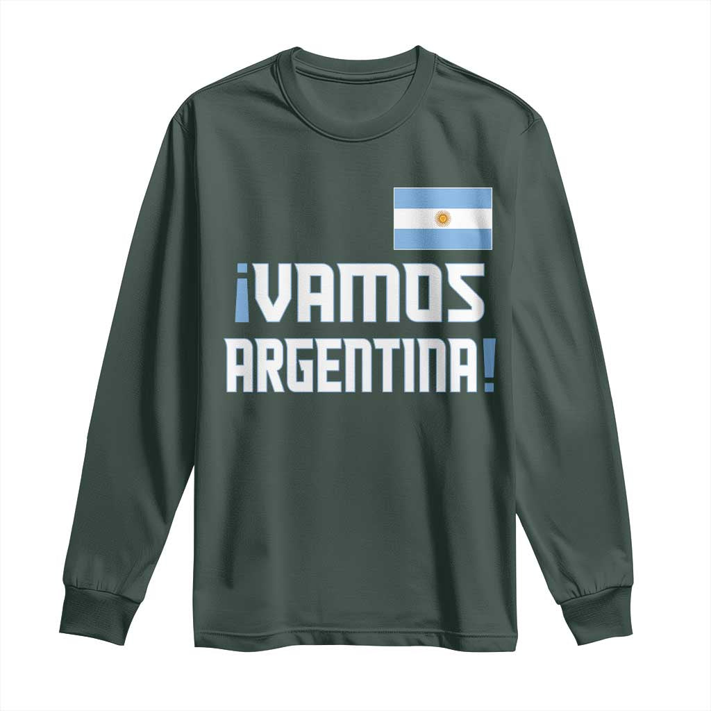 Vamos Argentina Long Sleeve Shirt Sol De May Argentinian Flag National Pride TS11 Dark Forest Green Print Your Wear