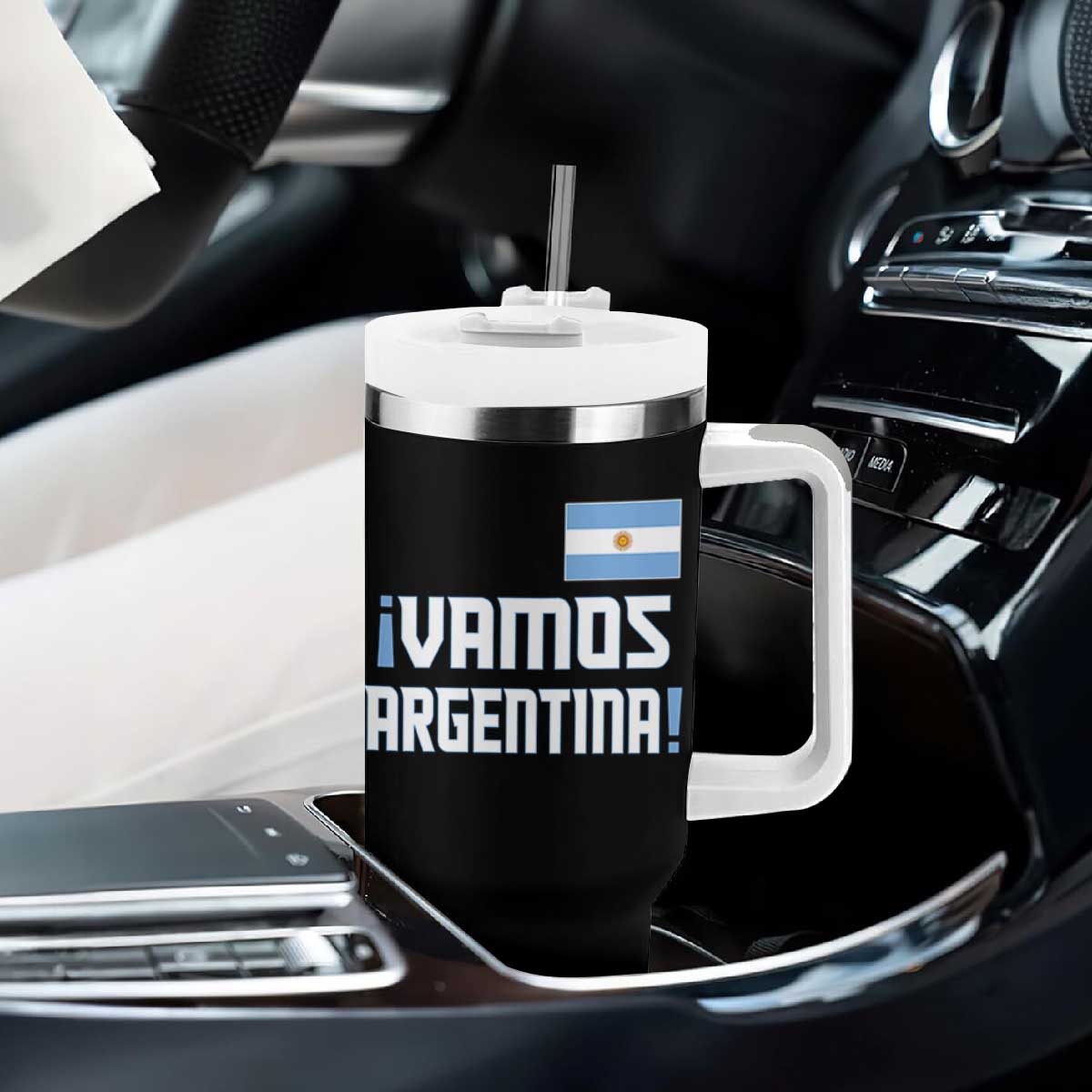 Vamos Argentina Tumbler With Handle Sol De May Argentinian Flag National Pride TS11 Print Your Wear