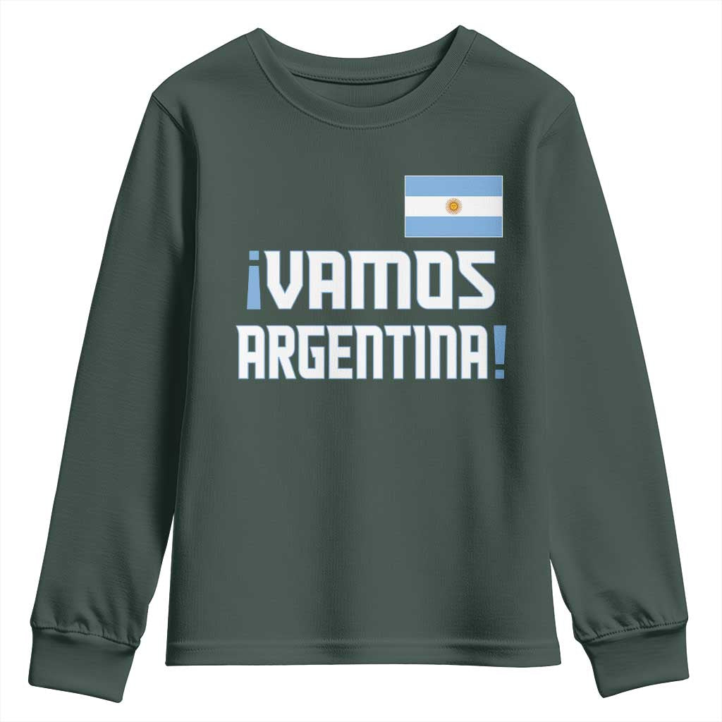 Vamos Argentina Youth Sweatshirt Sol De May Argentinian Flag National Pride TS11 Dark Forest Green Print Your Wear