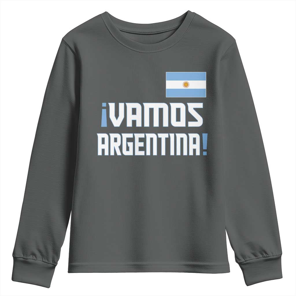Vamos Argentina Youth Sweatshirt Sol De May Argentinian Flag National Pride TS11 Dark Heather Print Your Wear