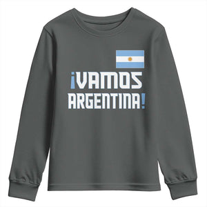 Vamos Argentina Youth Sweatshirt Sol De May Argentinian Flag National Pride TS11 Dark Heather Print Your Wear