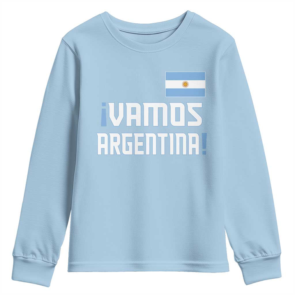 Vamos Argentina Youth Sweatshirt Sol De May Argentinian Flag National Pride TS11 Light Blue Print Your Wear