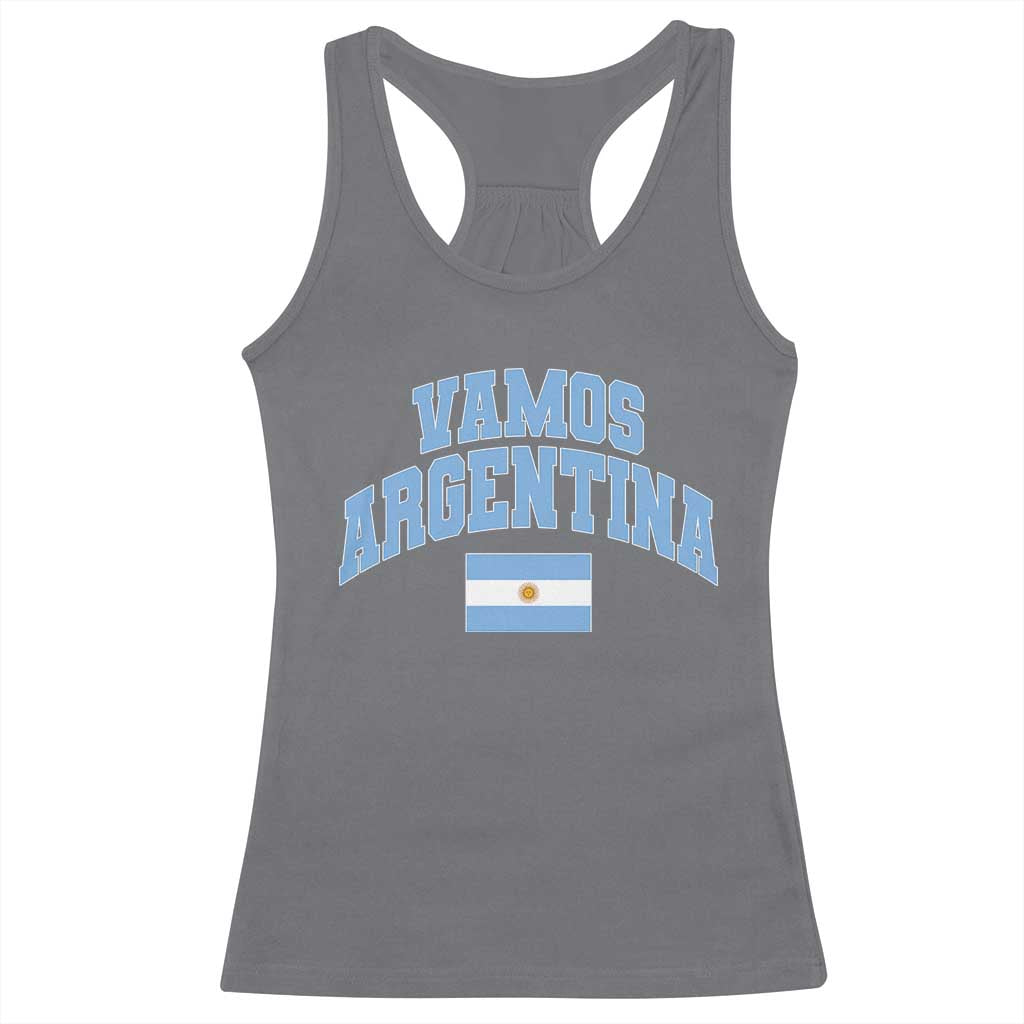 Vamos Argentina Football Throwback Design Racerback Tank Top Vintage Argentinian Flag TS11 Charcoal Print Your Wear