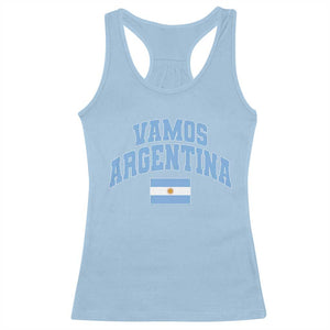 Vamos Argentina Football Throwback Design Racerback Tank Top Vintage Argentinian Flag TS11 Light Blue Print Your Wear