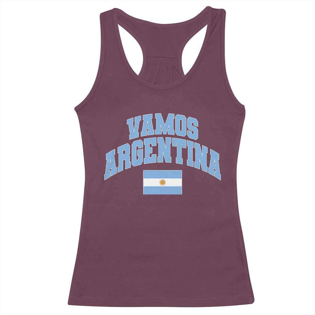 Vamos Argentina Football Throwback Design Racerback Tank Top Vintage Argentinian Flag TS11 Maroon Print Your Wear