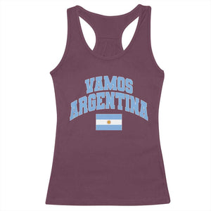 Vamos Argentina Football Throwback Design Racerback Tank Top Vintage Argentinian Flag TS11 Maroon Print Your Wear