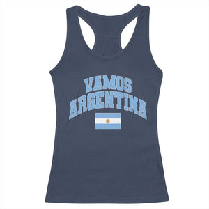Vamos Argentina Football Throwback Design Racerback Tank Top Vintage Argentinian Flag TS11 Navy Print Your Wear