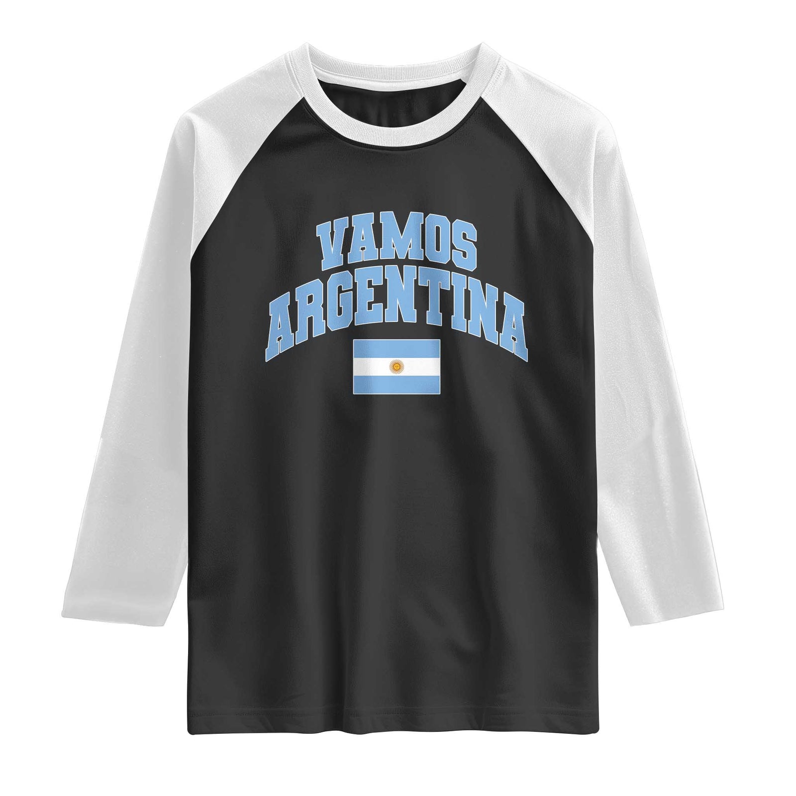 Vamos Argentina Football Throwback Design Raglan Shirt Vintage Argentinian Flag TS11 Black White Print Your Wear