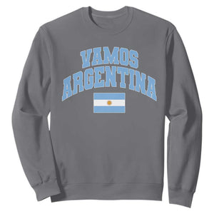 Vamos Argentina Football Throwback Design Sweatshirt Vintage Argentinian Flag TS11 Charcoal Print Your Wear