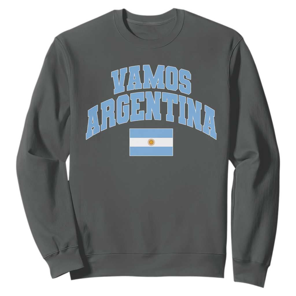 Vamos Argentina Football Throwback Design Sweatshirt Vintage Argentinian Flag TS11 Dark Heather Print Your Wear