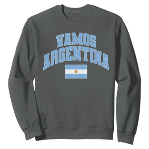 Vamos Argentina Football Throwback Design Sweatshirt Vintage Argentinian Flag TS11 Dark Heather Print Your Wear