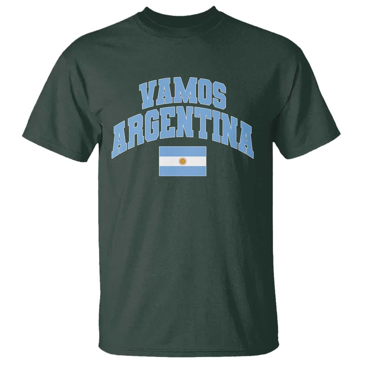 Vamos Argentina Football Throwback Design T Shirt Vintage Argentinian Flag TS11 Dark Forest Green Print Your Wear