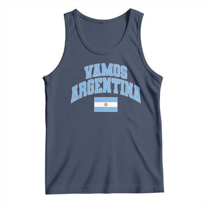 Vamos Argentina Football Throwback Design Tank Top Vintage Argentinian Flag TS11 Navy Print Your Wear