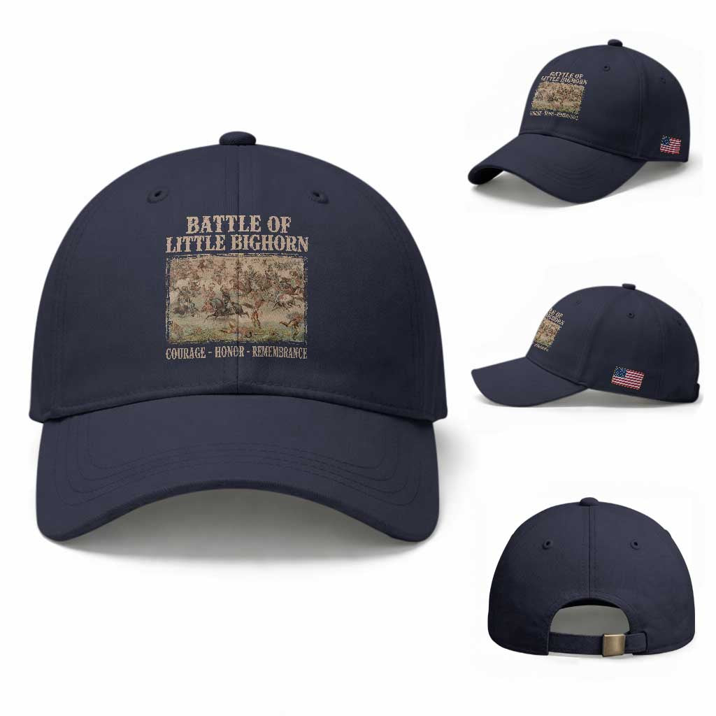 Battle of Little Bighorn Baseball Cap Courage Honor Remember Native American TS11 Baseball Cap Universal Fit Navy Print Your Wear