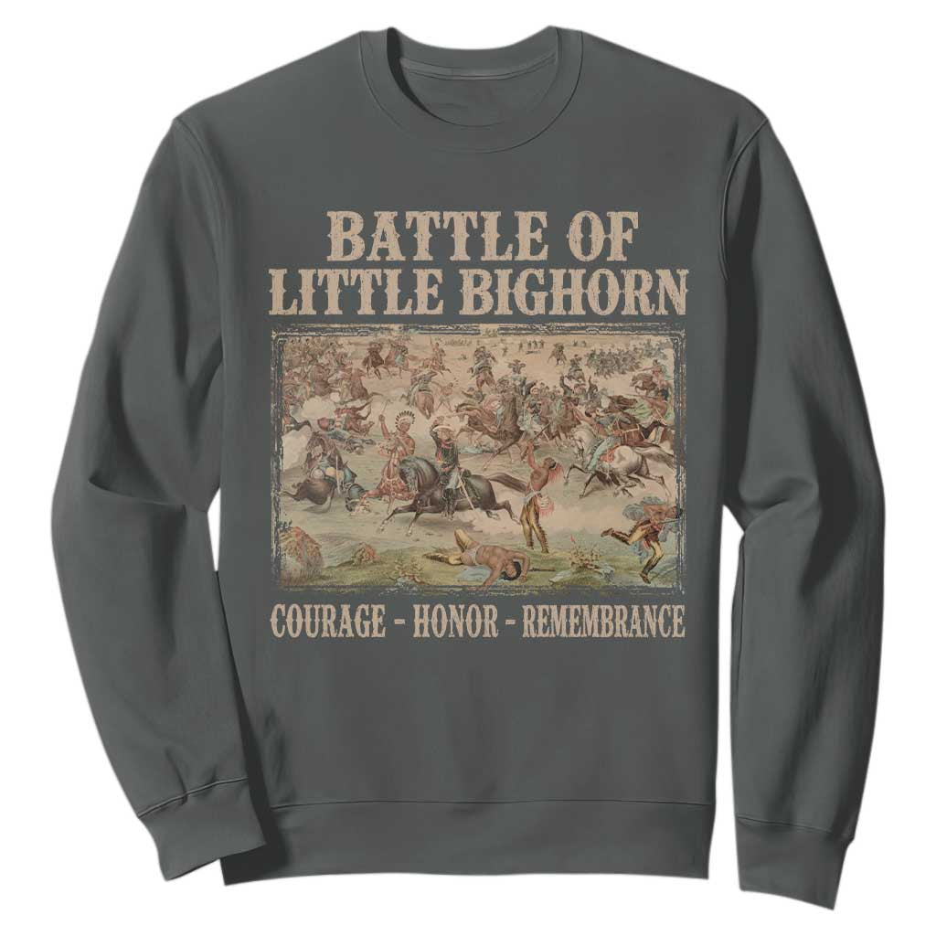 Battle of Little Bighorn Sweatshirt Courage Honor Remember Native American TS11 Dark Heather Print Your Wear