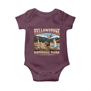 Yellowstone National Park Do Not Pet The Fluffy Cows Baby Onesie TS11 Maroon Print Your Wear