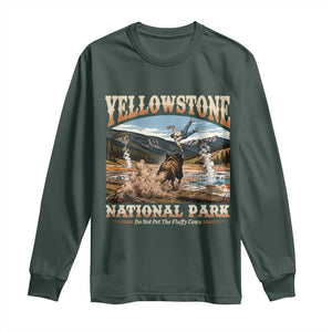Yellowstone National Park Do Not Pet The Fluffy Cows Long Sleeve Shirt TS11 Dark Forest Green Print Your Wear