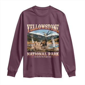 Yellowstone National Park Do Not Pet The Fluffy Cows Long Sleeve Shirt TS11 Maroon Print Your Wear