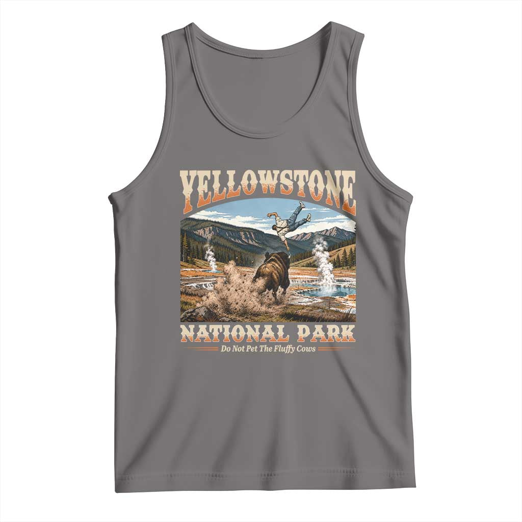 Yellowstone National Park Do Not Pet The Fluffy Cows Tank Top TS11 Deep Heather Print Your Wear