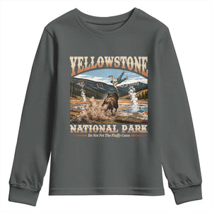 Yellowstone National Park Do Not Pet The Fluffy Cows Youth Sweatshirt TS11 Dark Heather Print Your Wear